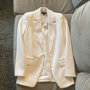 NWT Express Super-soft Double Knit Two Button Boyfriend Blazer White Size XXS